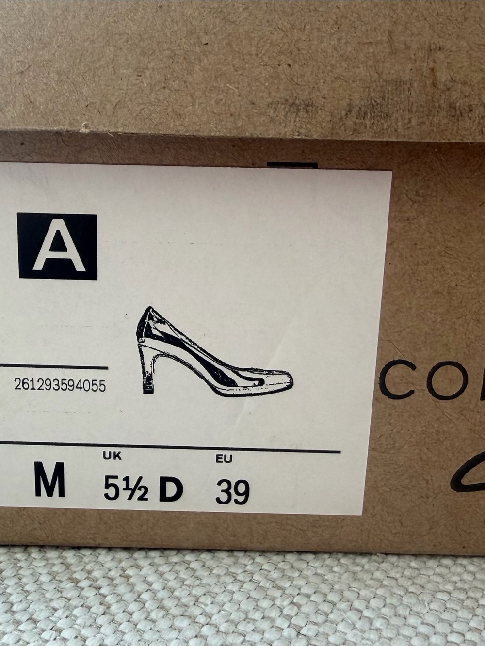 Clarks Black Patent Mid Heel Pump